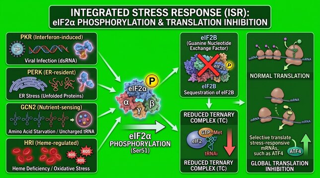 Integrated stress response diagram showing eIF2alpha phosphorylation pathway