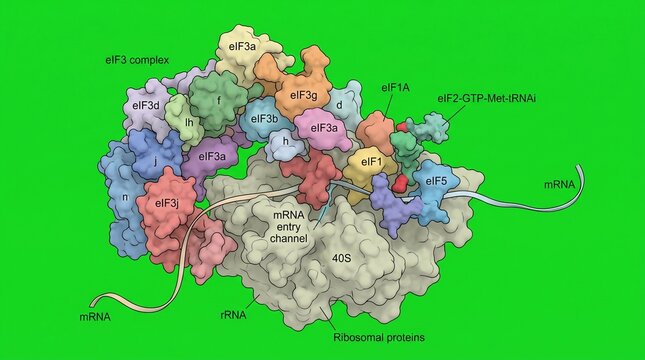 Molecular structure of the eIF3 scaffolding 40S ribosomal subunit complex