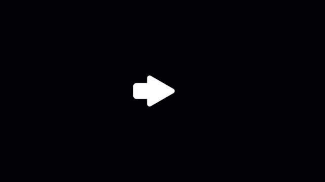 Compact stubby arrow with rounded tail pointing right on black background. Ideal for compact interfaces, icon sets, and toolbar indicators.