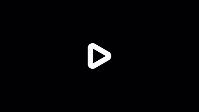 Hollow triangle play outline facing right revealing on black background. Great for video player buttons, media controls, and start icons.