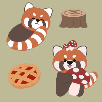 Red panda seamless pattern 05