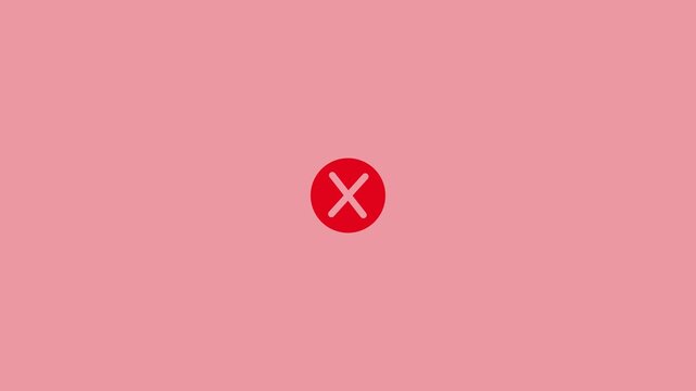 Red X Mark Icon for Error Rejection and Cancel Symbol
Red Circle with White X for Failed Status and Warning
Error and Cancel X Mark Symbol on White Background HD Video,