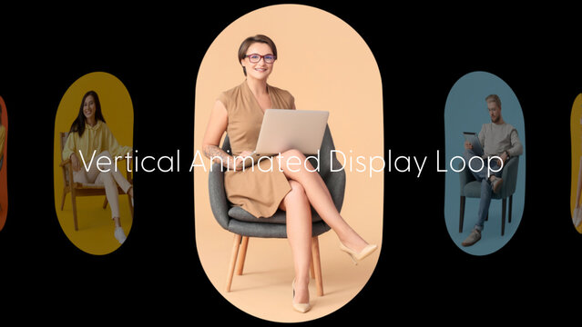 Vertical Animated Displays Loop 6 &ndash; Animated Portrait Displays, Looping Video Screens and Modern Multi Panel Motion Graphics for Vertical Promos and Social Media Videos