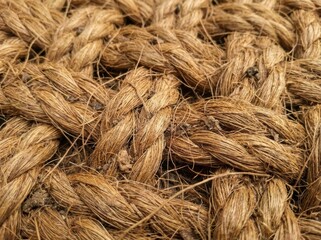 Fototapeta premium coconut coir texture background Close-up of coiled natural hemp fiber ropes in a textured pattern