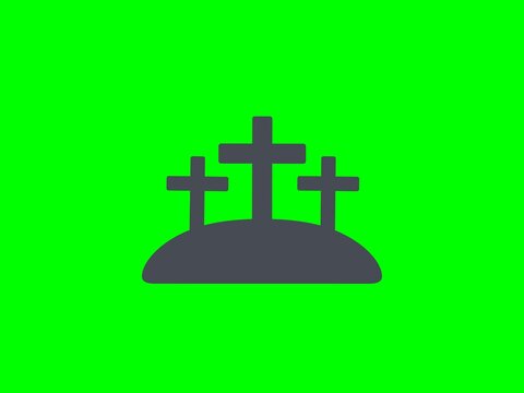 A serene graphic depiction of three crosses ascending a gentle hill, symbolizing profound sacrifice, spiritual devotion, and timeless contemplation