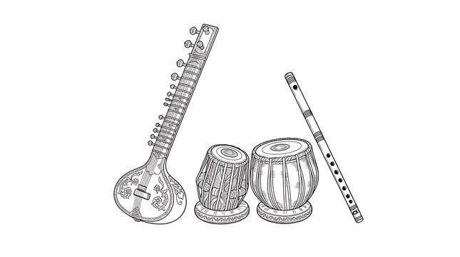 Black and white abstract musical instruments vector icons