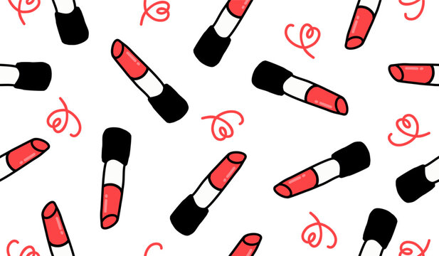 Cute lipstick pattern background vector design