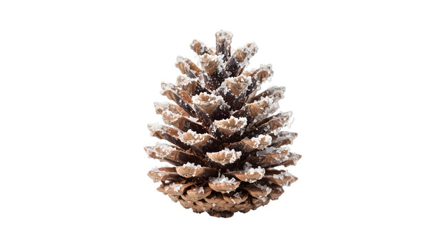 Snowy pine cone on black background PNG with transparent background