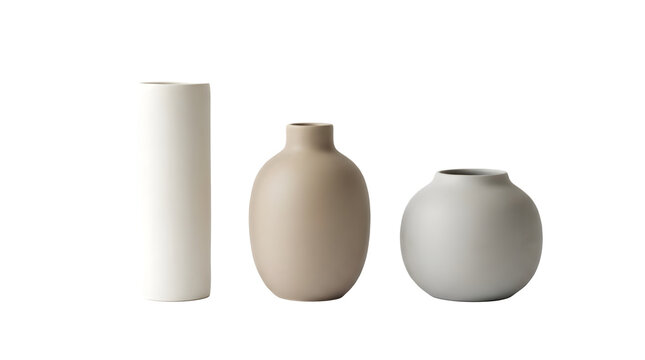 Set of Minimalist Ceramic Vases, Neutral Beige and White Pottery Collection, Modern Decorative Home Decor Accents for Interior Styling

