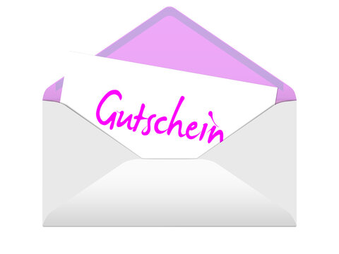 Open envelope with a voucher, 3d-illustration