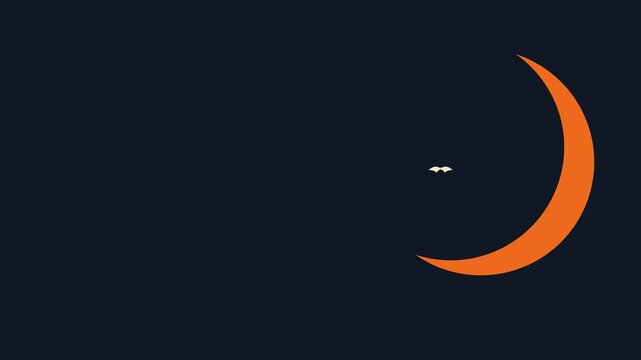 Minimalist night sky illustration featuring a crescent moon and two small, bright celestial bodies