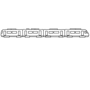 Commuter Train Side View Line Art Vector Illustration