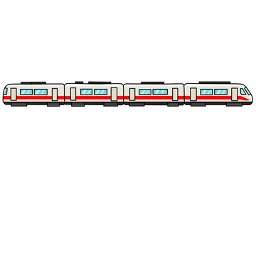 Modern Commuter Train Side View Vector Illustration