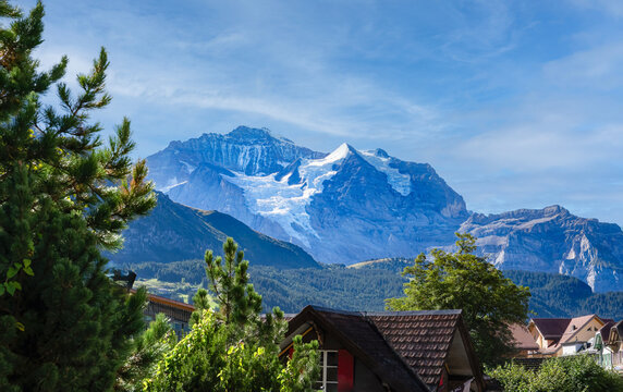 View of the Eiger Glacer from Wengen Switzerland