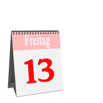 Desk Calendar, Friday the 13th, in front of white background
