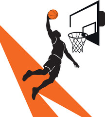 Basketball Player Slam Dunk Sports Vector Illustration © Roksana