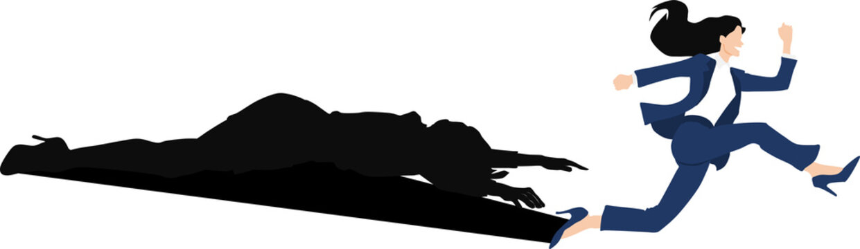 影があるビジネスウーマンのイラスト