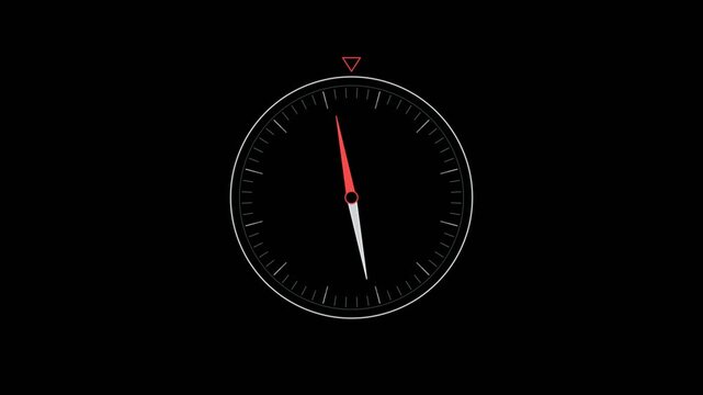 Animated Compass Needle Spinning on Black Background
