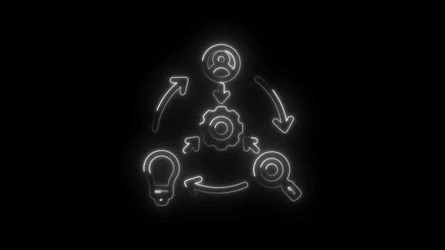Neon outline icon cycle process workflow management strategy development idea generation research