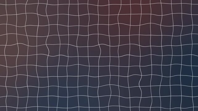 Abstract white grid pattern gracefully distorts and undulates on a soft gradient background loop.