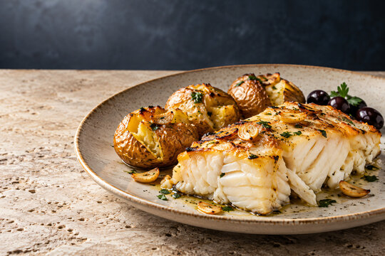 Portuguese Bacalhau a Lagareiro Roasted Cod with Garlic and Potatoes