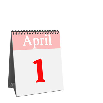 Desk Calendar, April 1st, against white background