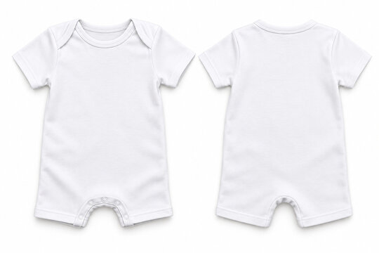 White baby romper mockup with front and back view