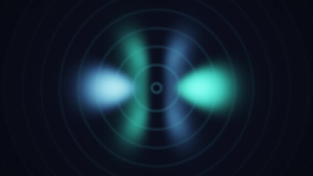 Glowing blue 4f z3 electron orbital probability cloud rotating in space, quantum physics seamless loop