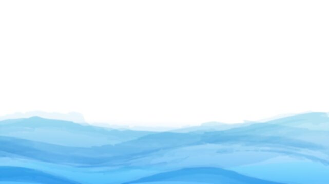 うねる青い水彩画の様な波