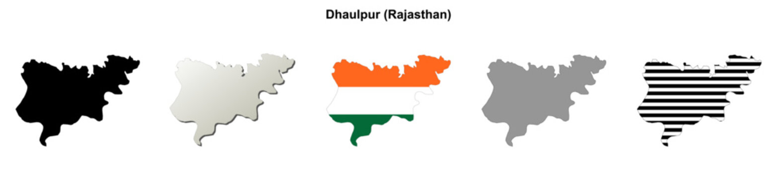 Dhaulpur (Rajasthan) blank outline map set