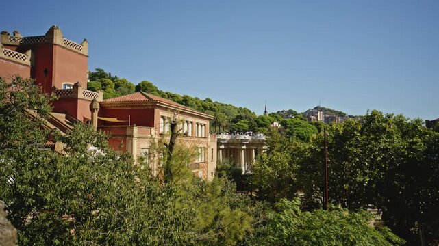 Scenic Architecture and Greenery at Park Guell Barcelona
