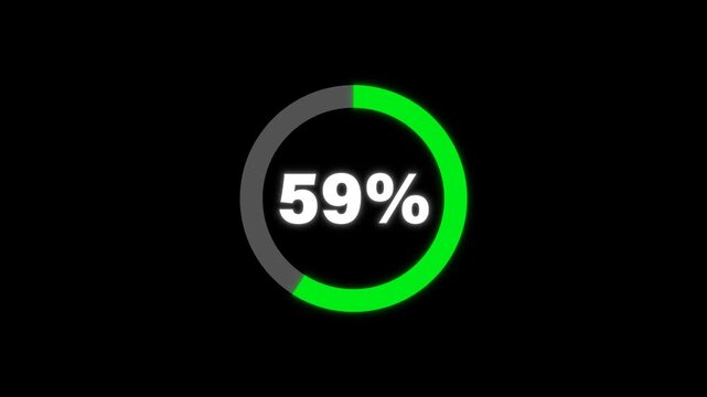 Circular Loading Progress Bar Animation 0 to 59 Percent on Transparent Background with Alpha Channel. Circle Loading icon animation. Loading progress bar loading animation. Progress Bar Animation.