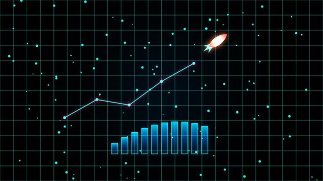 Neon Growth Rocket Telemetry Grid Seamless Motion Loop 4K