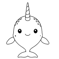 Cute narwhal vector illustration for coloring page © Khrystyna Turchyn