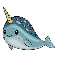 Cute narwhal vector illustration isolated on white background © Khrystyna Turchyn