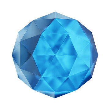Blue Round Faceted Gemstone 3D Object