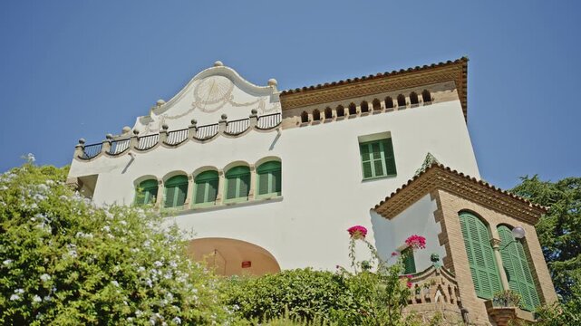 Gaudi House Museum in Park Guell Barcelona Spain.Filmed on on 15 September 2026.