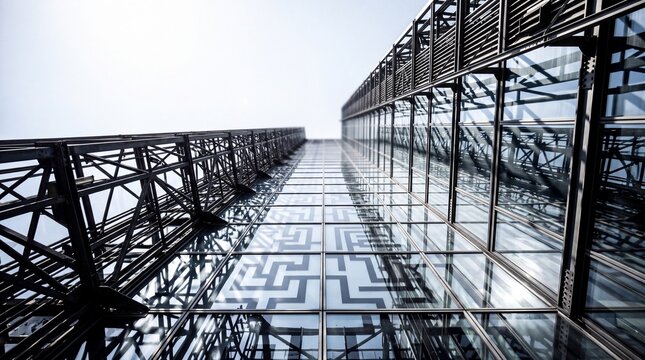 Modern Skyscraper with Glass Facade and Steel Structure