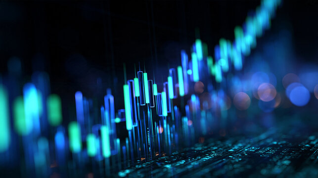 Stock Market Candlestick Chart Showing Upward Financial Growth