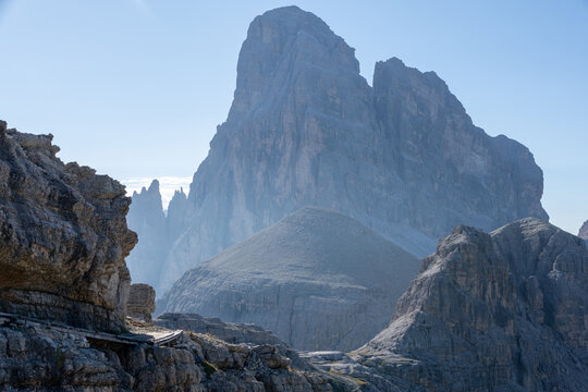 Rugged limestone peaks and via ferrata path near Zw&ouml;lferkogel