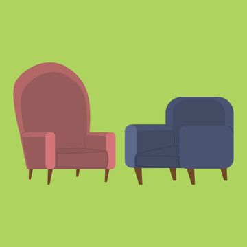 Cozy Armchair Pair Pink and Blue Mid Century Modern Furniture