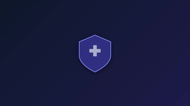 Futuristic Healthcare Security Shield Animation with Medical Cross Icon, Digital Health Protection Concept, Cybersecurity Technology for Patient Data Privacy, Telemedicine, Hospital System
