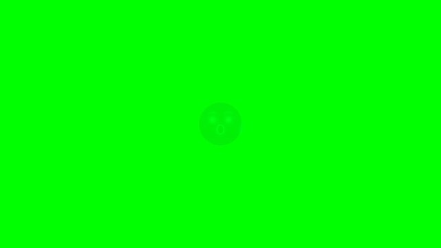 A professional 4K 16:9 green screen animated surprised reaction UI icon featuring electric cyan, blue, and violet neon glow, scale impact, energetic particle burst, and seamless loop.