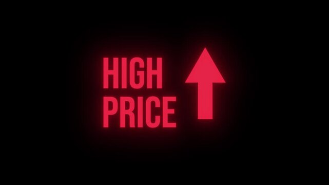 High price neon text arrow animation video