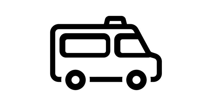 Ambulance icon with beacon for emergency medical and healthcare services.