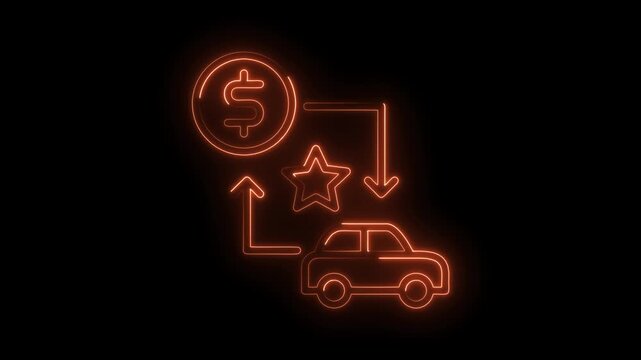 Neon car trading value conceptual illustration of finance and investment opportunities on black background