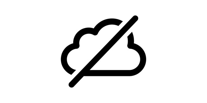 Cloud computing disabled black flat icon for network security settings.