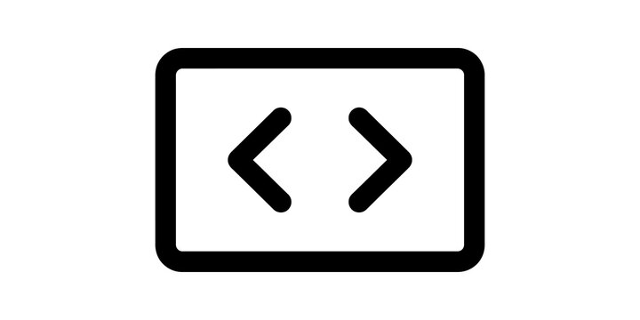 Coding brackets computer code black flat icon for programming software.