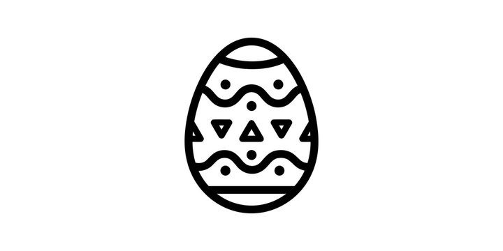 Black outline decorated easter egg icon festive holiday celebration.