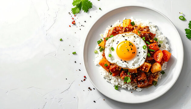 Hawaiian loco moco with rice and egg